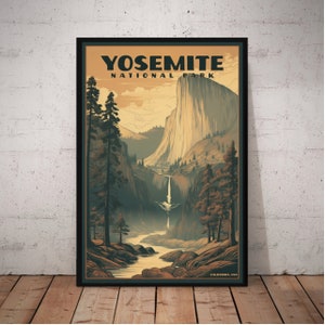 Yosemite National  Park Travel Poster, Yosemite Park Wall Art Print, Yosemite National Park, Yosemite Travel Art Poster, Yosemite Home Decor