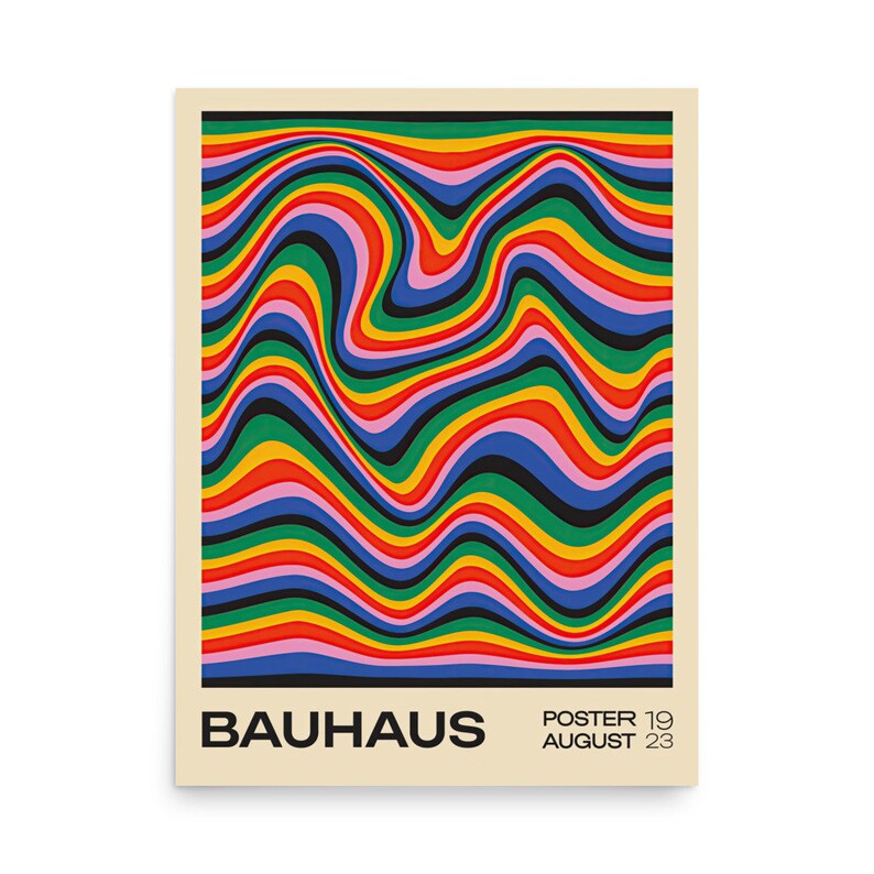 Bauhaus Geometric Abstract Exhibition Poster, Bauhaus Wall Decor, Retro Home Decor, Mid Century Modern