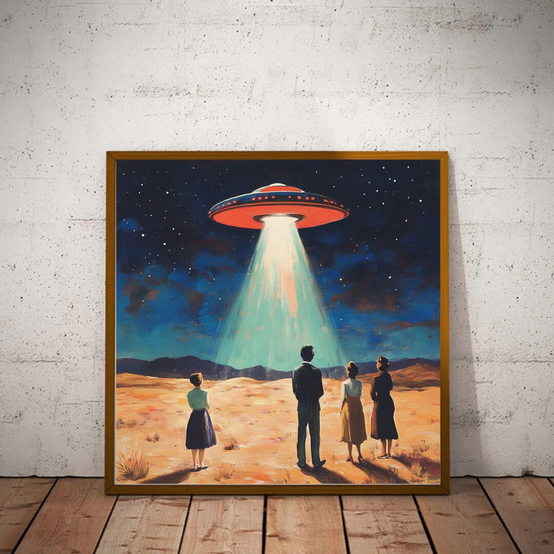 Mid Century Modern Wall Art UFO I Vintage 1950's Inspired UFO Sighting ...