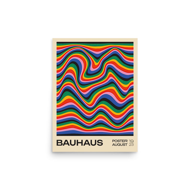Bauhaus Geometric Abstract Exhibition Poster, Bauhaus Wall Decor, Retro Home Decor, Mid Century Modern