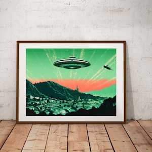 UFO in The Hollywood Hills I Mid Century Modern/Atomic Age Inspired Wall Print