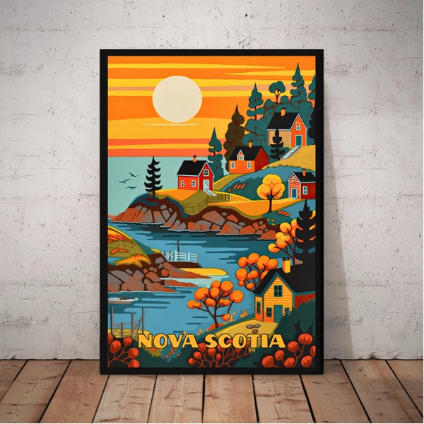 Nova Scotia Print I Nova Scotia Canada Print I Vintage Nova Scotia Print I Retro Style Travel Poster I Canada Wall Art