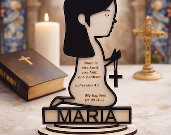 Laser Cut Girls Baptism Prayer SVG Personalized Keepsake Gift