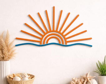 Laser Cut Sunrise Ocean Wall Decor SVG Sea Waves Home Decor