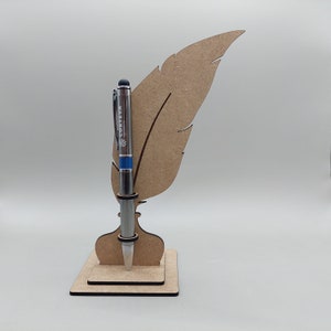 Feather Inkwell Pen Holder SVG: Laser Cut Desk Organizer (Digital File)