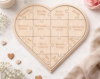 Laser Cut Heart Puzzle Love Gift Box SVG Personalized Romantic Keepsake