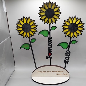 Regalo de girasol cortado con láser: Flor de madera personalizada SVG (descarga digital)