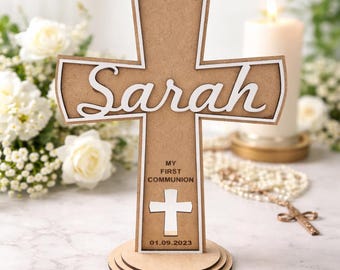 Laser Cut First Communion Cross SVG Personalized Name Date Digital File