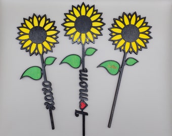 SVG laser cut sunflower gift for mom girlfriend wife, wood flowers for birthday anniversary, mother's day, personalizable xoxo