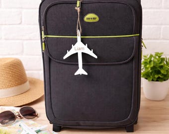 Laser Cut Kids Luggage Tags SVG 5 Designs Personalized Editable Name Cars Airplanes Rockets