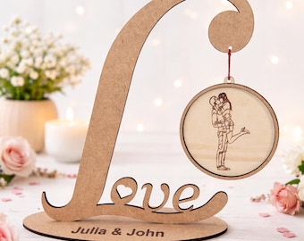 Laser Cut Personalized Photo Frame SVG Engraved Couples Gift Keepsake