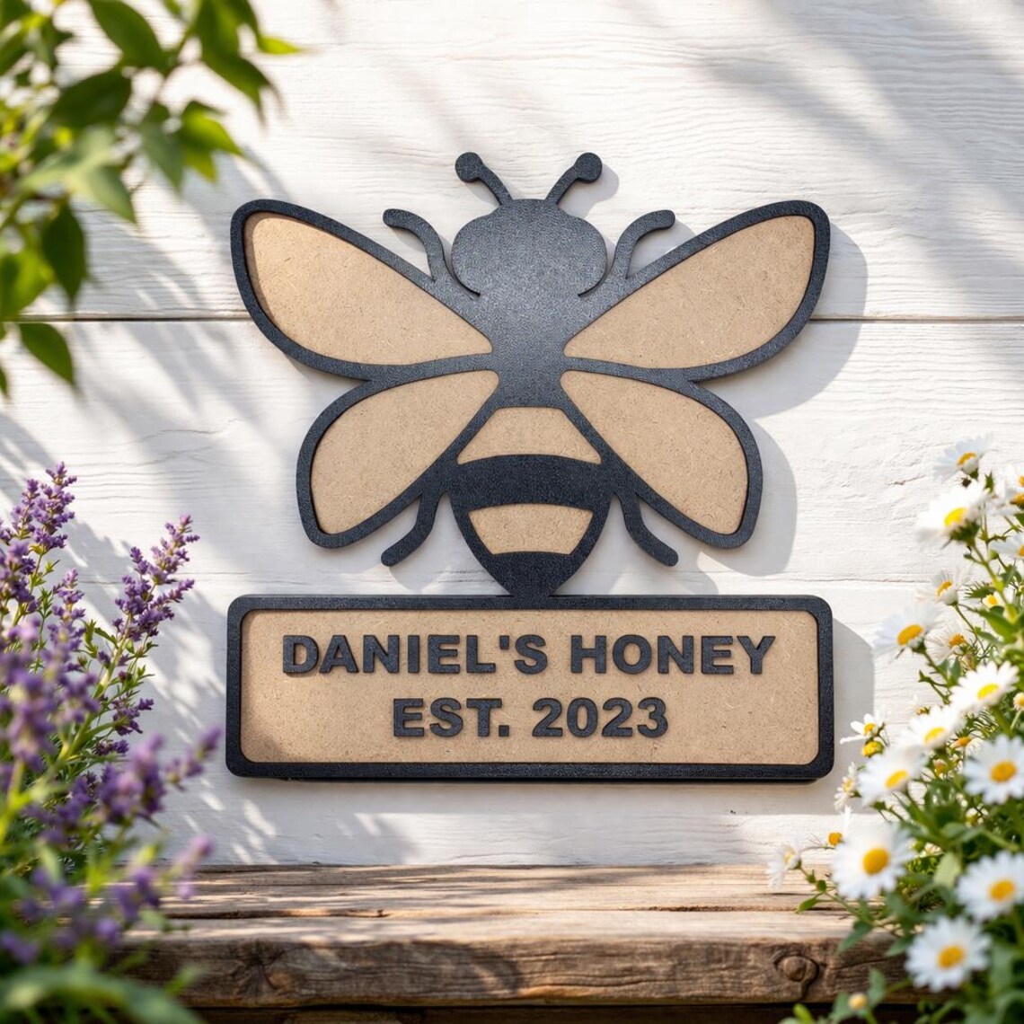 Laser Cut Beekeeper Sign SVG Two Layer Personalized Editable Digital ...