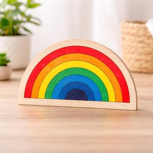 Laser geschnitten Regenbogen Stacker SVG Kinder Montessori Spielzeug