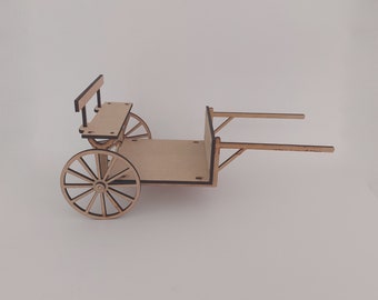 SVG Laser geschnittene Pferdekutsche, Vintage Eleganz auf Rädern, Laser gefertigter hölzerner Pferdewagen mit dekorativen Wagenrädern Mini-Pferd-Holzwagen