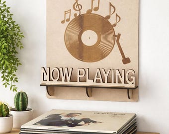 Laser Cut Vinyl Record Wall Display Stand SVG Album Holder
