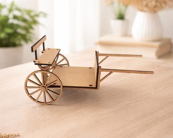 Laser Cut Horse Drawn Carriage SVG 3D Wooden Model Decor