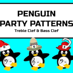 Penguin Party Patterns - Treble Clef / Bass Clef