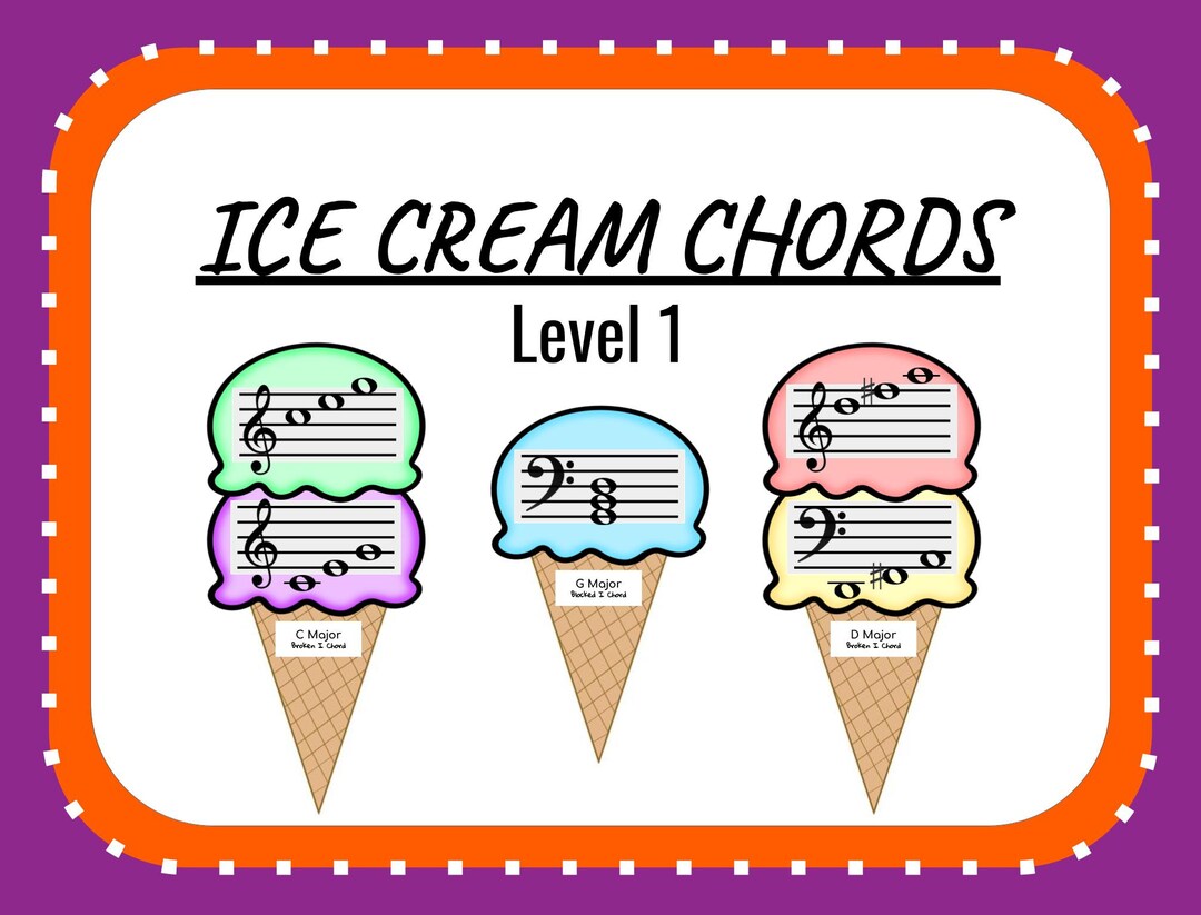 Ice Cream Chords Level 1 C Major, G Major, D Major, & A Major Etsy