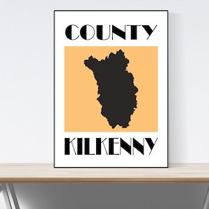 County Kilkenny Map Print, Map of Kilkenny Print, Kilkenny Modern Art, Kilkenny,Wall Art, Irish Gifts, Birthday, Present Idea, Christmas,