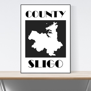 Grafschaft Sligo Karte Print, Karte von Sligo Print, Sligo Kunstdruck, Sligo Wandkunst, irische Geschenke, Geburtstag, Geschenkidee, Weihnachten, A1,A2,A3,A4,A5