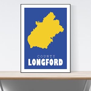 County Longford Map Print, Map of Longford Print, Longford Art Print, Longford Wall Art, Irish Gifts, Birthday, Present Idea, Christmas, image 1