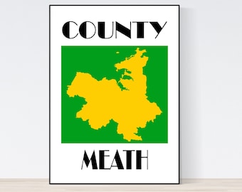 County Meath Map Print, Map of Meath Print, Meath Art Print, Meath Wall Art, Irish Gifts, Birthday, Present Idea, Christmas, Modern Art