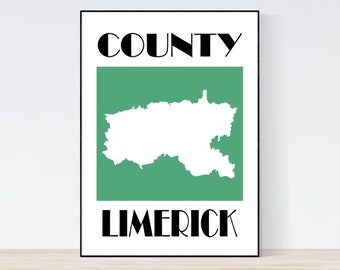 Grafschaft Limerick Karte Print, Karte von Limerick Print, Limerick Art Print, Limerick, Wandkunst, irische Geschenke, Geburtstag, Geschenkidee, Weihnachten,