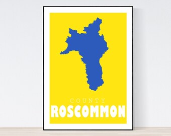 County Roscommon Map Print, Map of Roscommon Print, Roscommon Art Print, Roscommon,Wall Art, Irish Gifts, Birthday, Present Idea, Christmas,