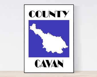 County Cavan Map Print, Map of Cavan Print, Cavan Art Print, Cavan Wall Art, Irish Gifts, Birthday, Present Idea, Christmas, Modern Art