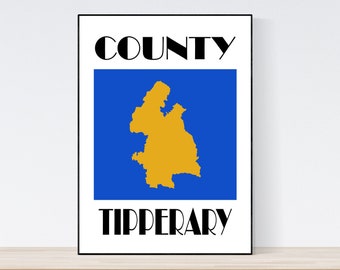 County Tipperary Map Print, Map of Tipperary Print, Tipperary Art Print, Tipperary Wall Art, Irish Gifts, Birthday, Present Idea, Christmas,