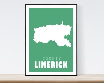 Grafschaft Limerick Karte Print, Karte von Limerick Print, Limerick Art Print, Limerick, Wandkunst, irische Geschenke, Geburtstag, Geschenkidee, Weihnachten,