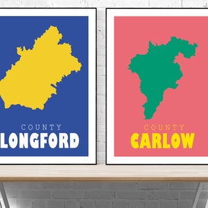 County Longford Map Print, Map of Longford Print, Longford Art Print, Longford Wall Art, Irish Gifts, Birthday, Present Idea, Christmas, image 2