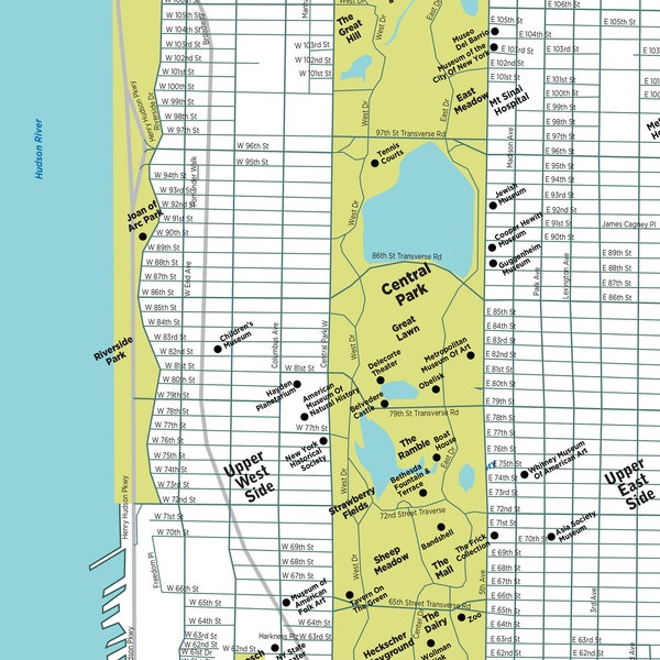 Map of Manhattan, New York, Digital File, Natural