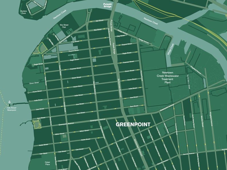 Print Map of Greenpoint Brooklyn New York City Etsy