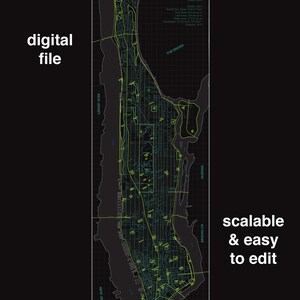 Carte de Manhattan, New York, fichier numérique, vert et noir