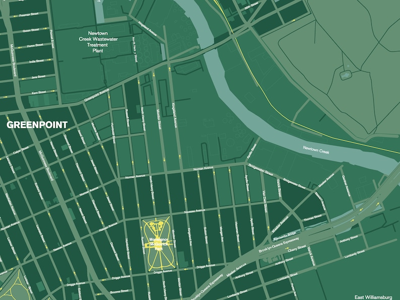 Print Map of Greenpoint Brooklyn New York City - Etsy