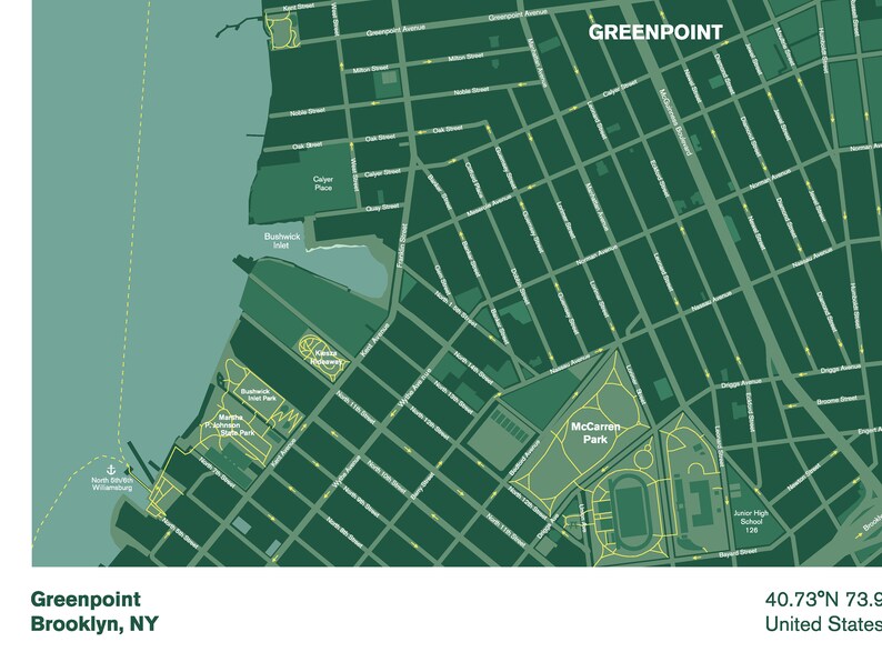 Print Map of Greenpoint Brooklyn New York City Etsy