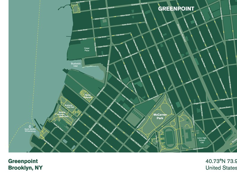 Print Map of Greenpoint Brooklyn New York City - Etsy