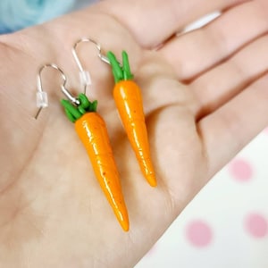 Carrot Earrings, Veggie Earrings, vegan earrings, Food Earrings, Garden earrings, Easter Earring, Easter gift for mom, orange earring dangle