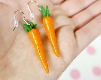 Carrot Earrings, Veggie Earrings, vegan earrings, Food Earrings, Garden earrings, Easter Earring, Easter gift for mom, orange earring dangle