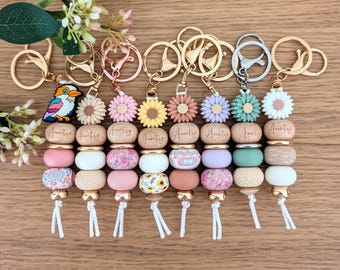 Mother Day Keyring Gift - Engraved Wooden Bead - Mum, Aunty, Godmother, Grandma, Nanny, Aunt, Sister and More!