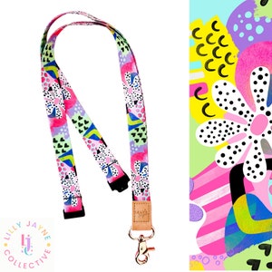 Bright Fun Fabric Lanyard, Teacher Essential & Gift for Classroom ID Holder, USBs and Keys