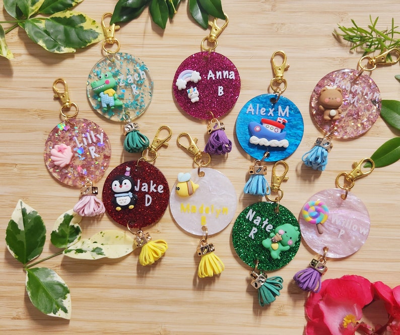 Personalised Bag Tag Kids School Bag Tag Glitter Bag Tag Personalised