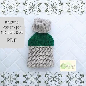Holiday Shirt Knitting Pattern for 11.5 Inch Fashion Doll Turtleneck Halter Top Flat Knit Pattern for Doll Clothes Easy Knit Sweater