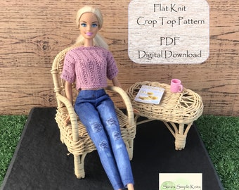 Shirt Knitting Pattern for 11.5 Inch Doll Clothes for Beginner Knitting Top for Doll Crop Top Fashion Clothes for Doll