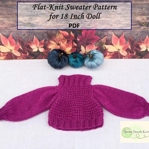 Sweater Knitting Pattern for 18 Inch Doll Fall Sweater for Beginner Knitter Easy Pattern Flat Knit Textured Top for Dolls