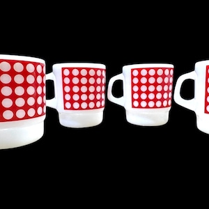 Vintage Termocrisa Milk Glass Mugs, set of 4