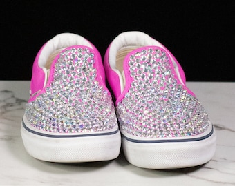 Custom Bedazzled Sneakers - Upcyled Shoes - Only Pair - Womens Vans - Custom Shoes - Pink Shoes