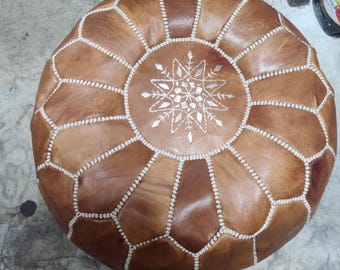 Authentic Marrakech Handcrafted Leather Pouf (Cover Only)