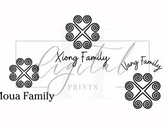Hmong Last Name with Hmong Elephant Print Design